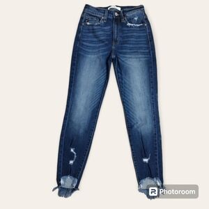 KanCan Skinny Mid Rise Frayed Hem Jeans